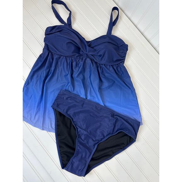 NWT Amazon Swimsuits - Scalloped Ribbed Tie Back 1 PC & Swimdress Bundle Size L - Picture 6 of 7